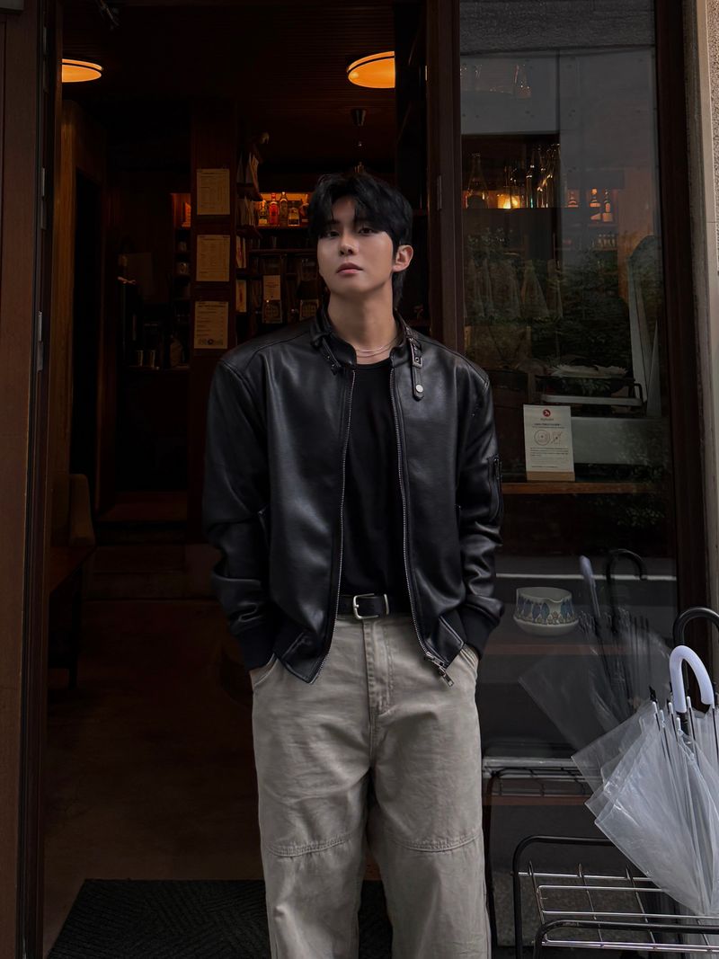Belt leather ma-1 jacket