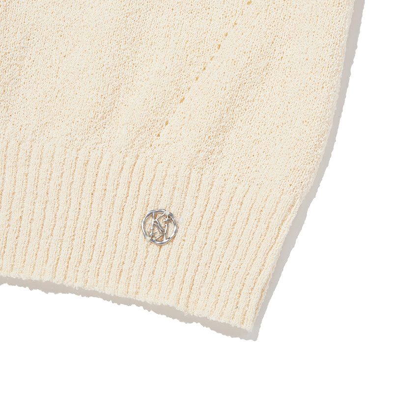 COLLECTION HALF SLEEVE CROP KNIT [IVORY]
