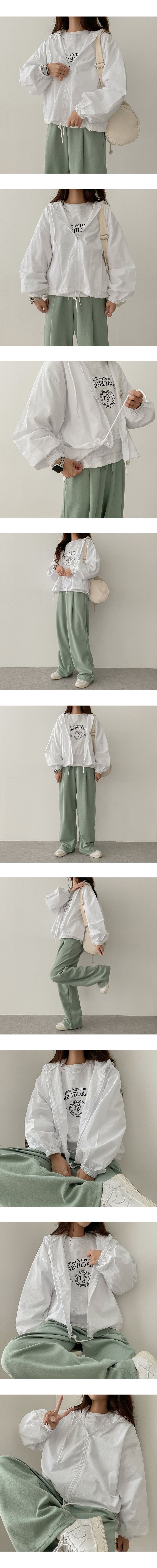 Xy Hem String Cotton Hooded Zip-Up