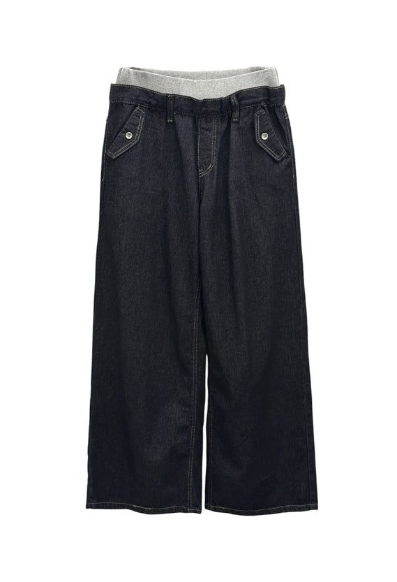 Sagging Non-Faded Raw Denim Pants