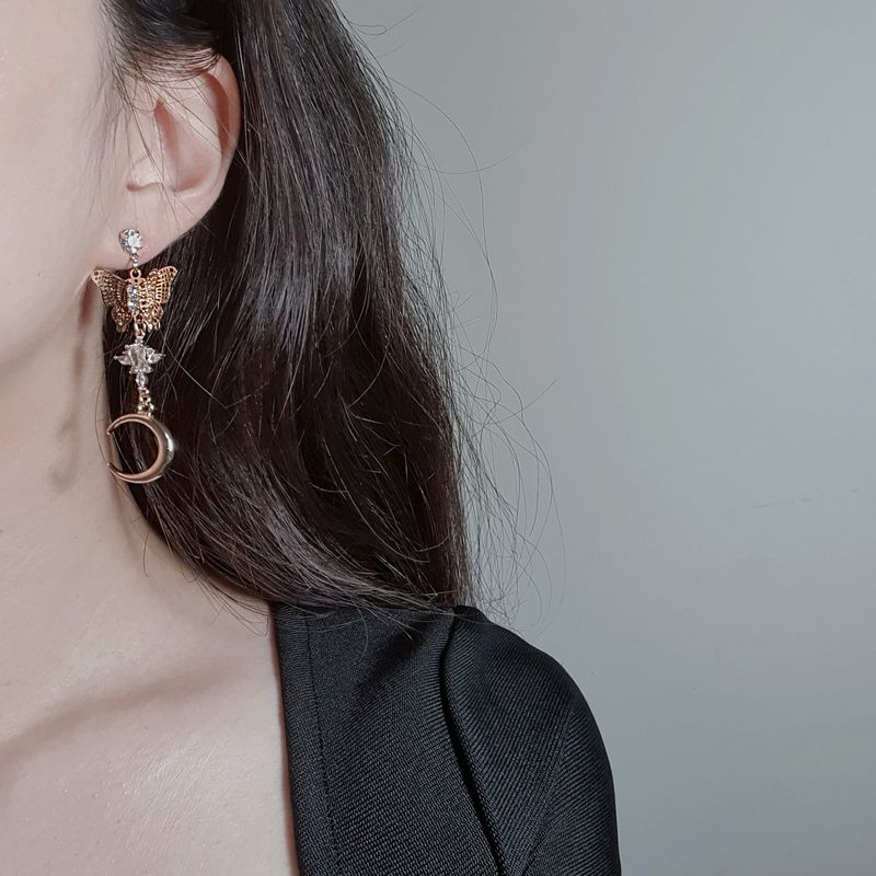 Rosepink Moon Butterfly Earring