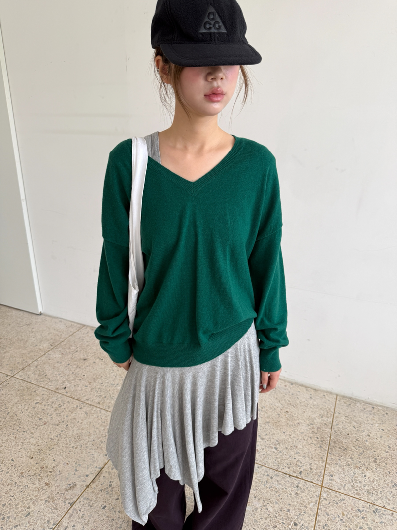 v neck loose knit top