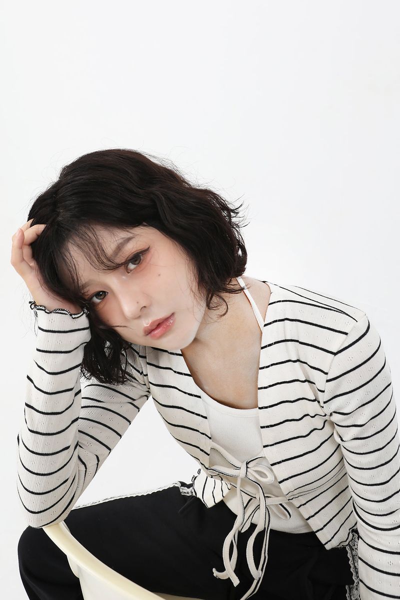 Stripe Ribbon Knit Cardigan