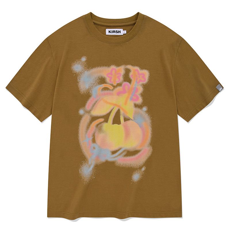 CHERRY BLUR GRAPHIC T-SHIRT [KHAKI]