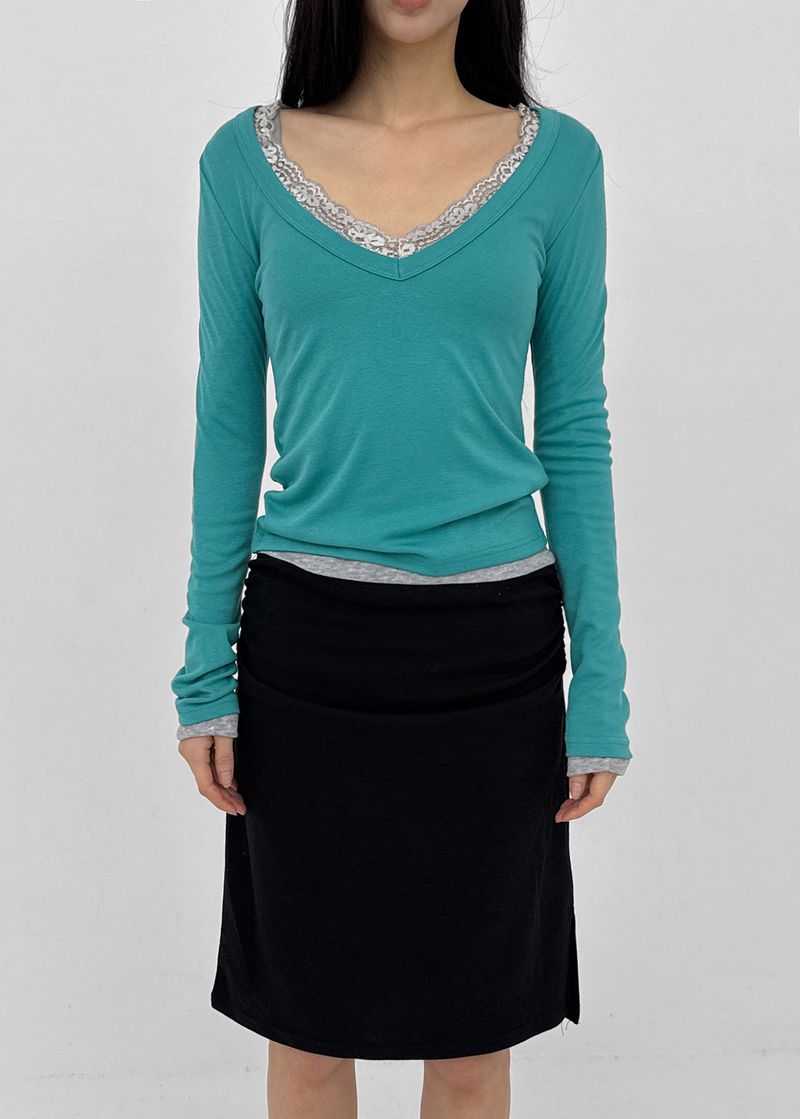 BLACKUP（ブラックアップ）の「[MADE] Rosa Deep V-Neck Long Sleeve Tee（Tops）」