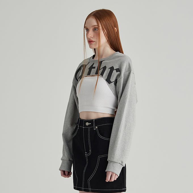 MELANGE GRAY ATHR MAXI CROP SWEATSHIRT