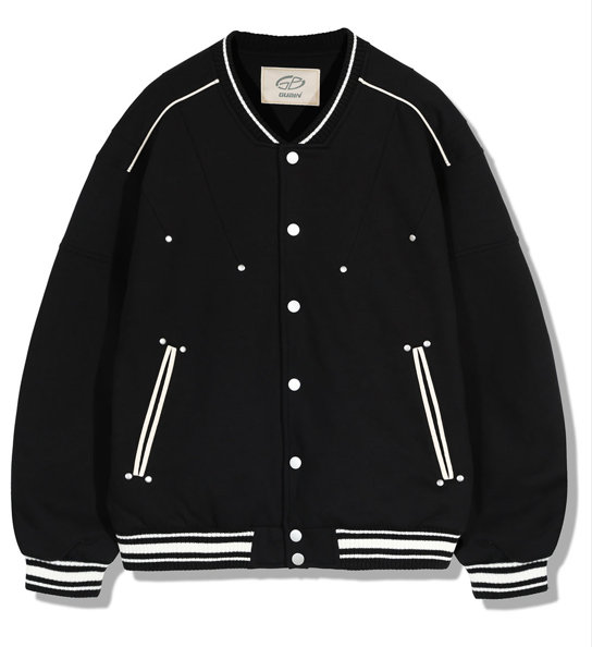 GUBIN（グビン）の「LINE STUD BASEBALL JACKET - BLACK（Jackets/Outerwear）」
