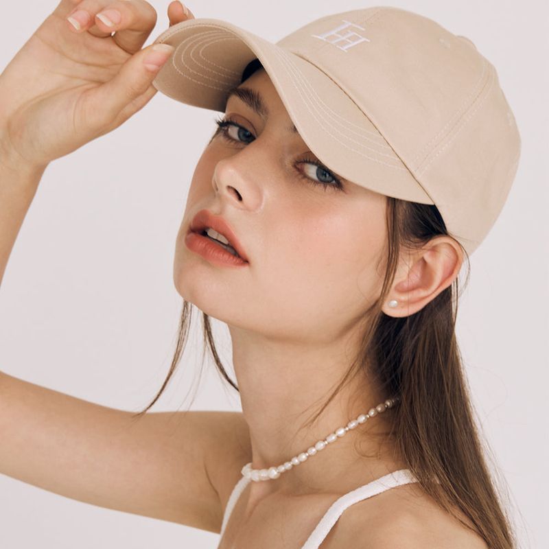 SIGNATURE LOGO STITCH BALL CAP (BEIGE)