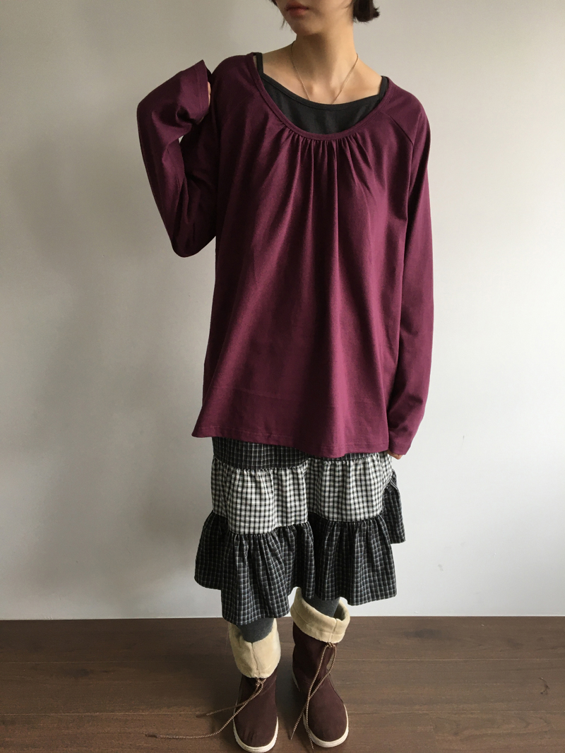Fold check skirt (3color)