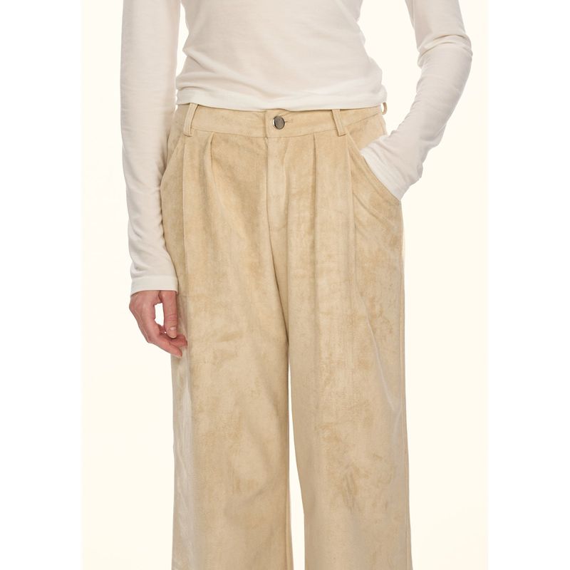 [GirlyFancyClub] Leopard Bowknot Series* Versatile Straight Leg Casual Double-sided Suede Pants