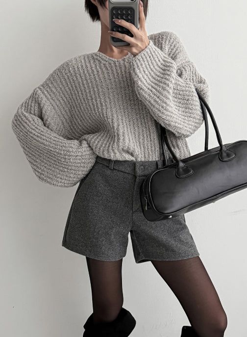 Leaf Wool High Shorts
