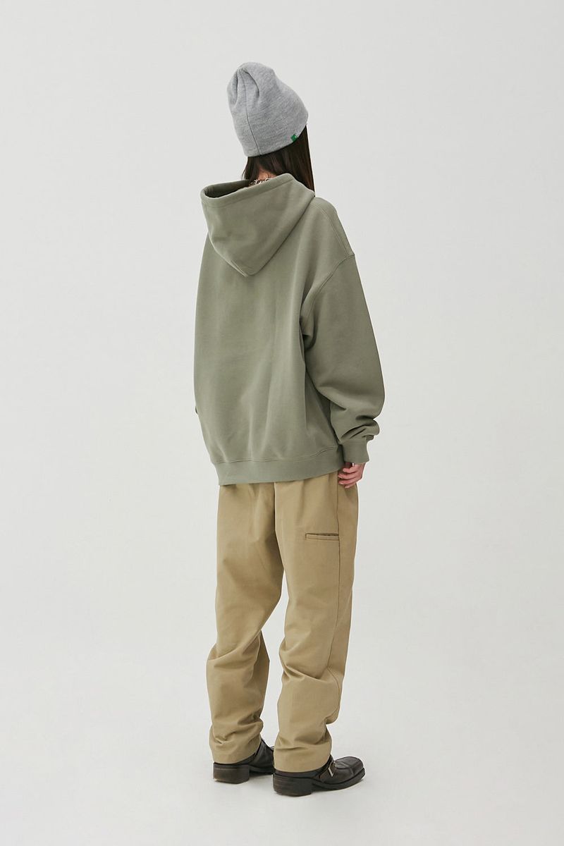 Square Graphic Hoodie_Moss Green