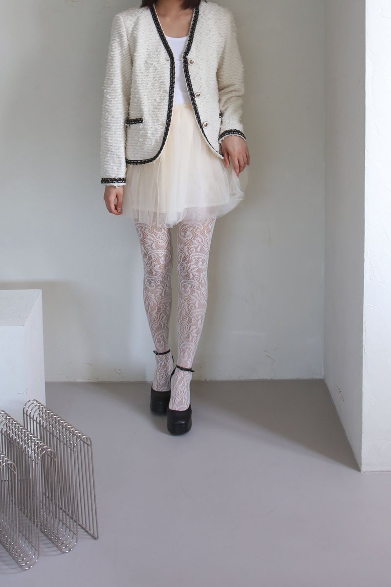 flower lace mesh tights