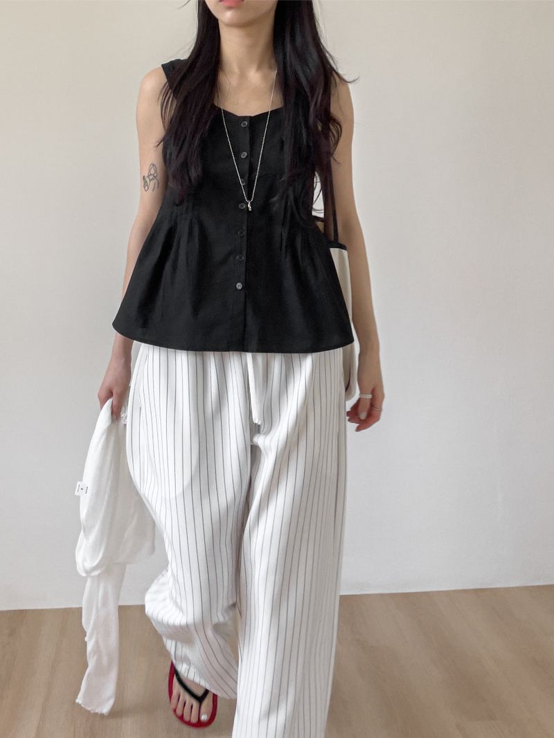 Stool Stripe Banding Wide Pants