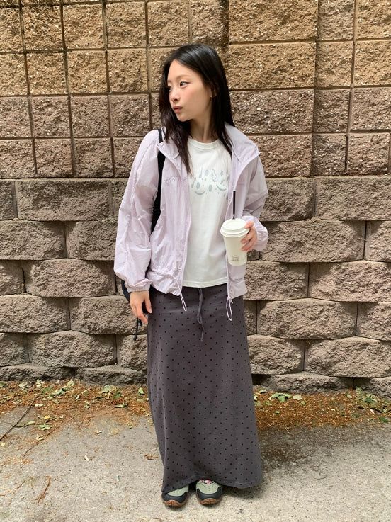 Neiro Cotton Dot Maxi Long Skirt