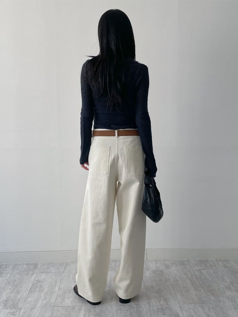 [Bustier set] Collar Wool See-through Knit