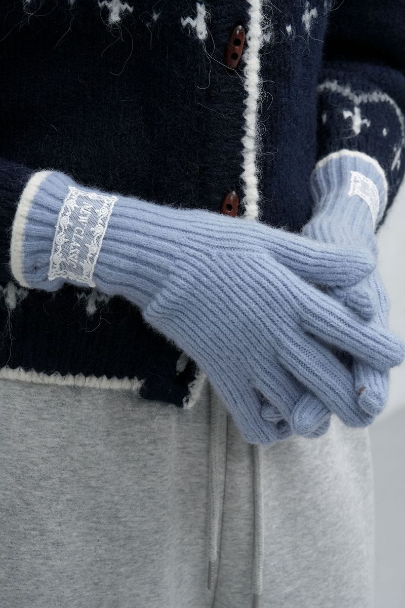 fingerhole lace knit glove