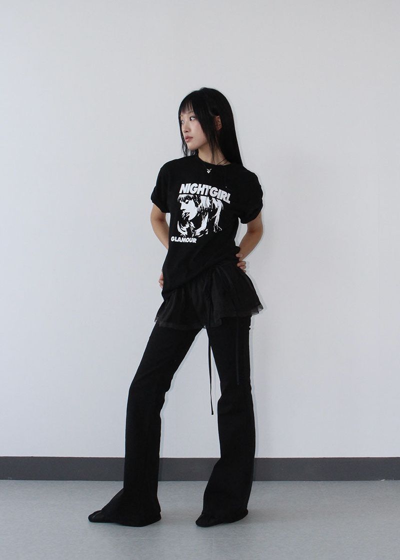 HIP SHIRRING BOOTS CUT PANTS