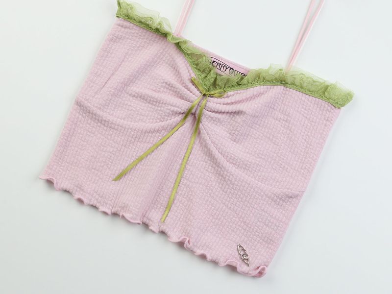 lace top warmer set - pink