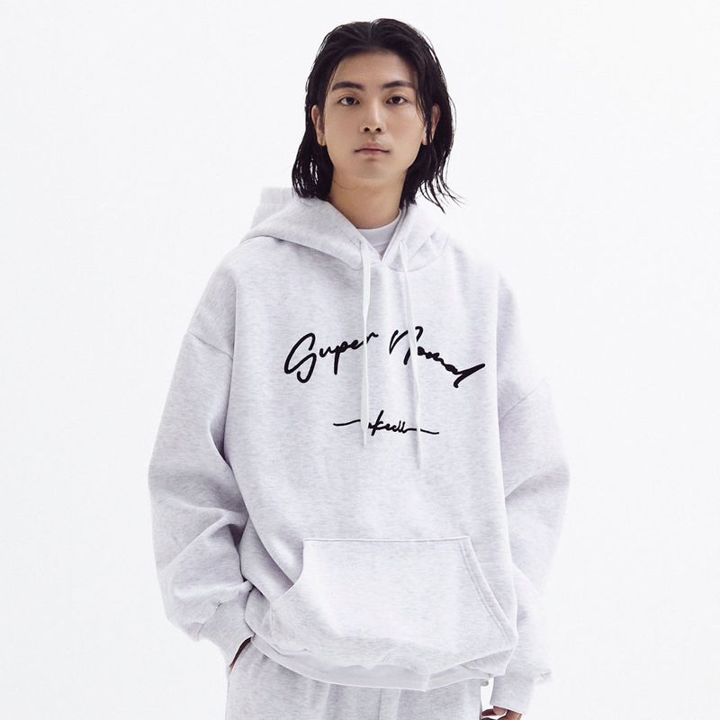 AKECII（アケシ）の「スーパーノーマルバルーンオーバーフリースフーディー( White Melange)（トップス）」