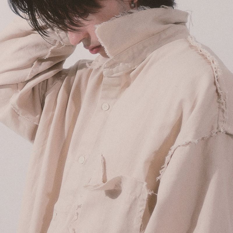 grunge plain shirt_lightbeige