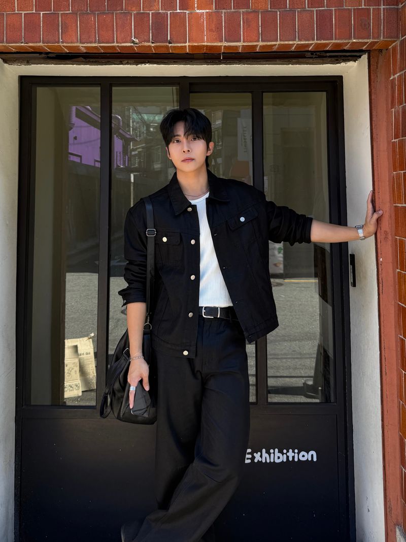 Coating denim trucker crop jacket