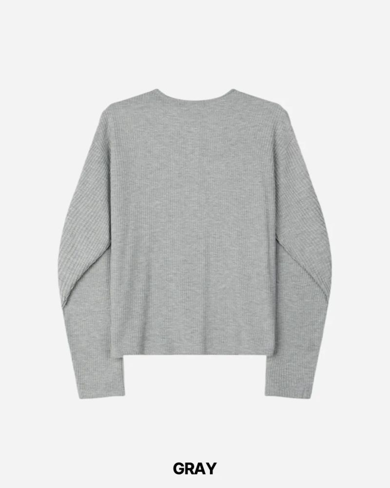 スポヘンリーネックワッフルロングスリーブ T