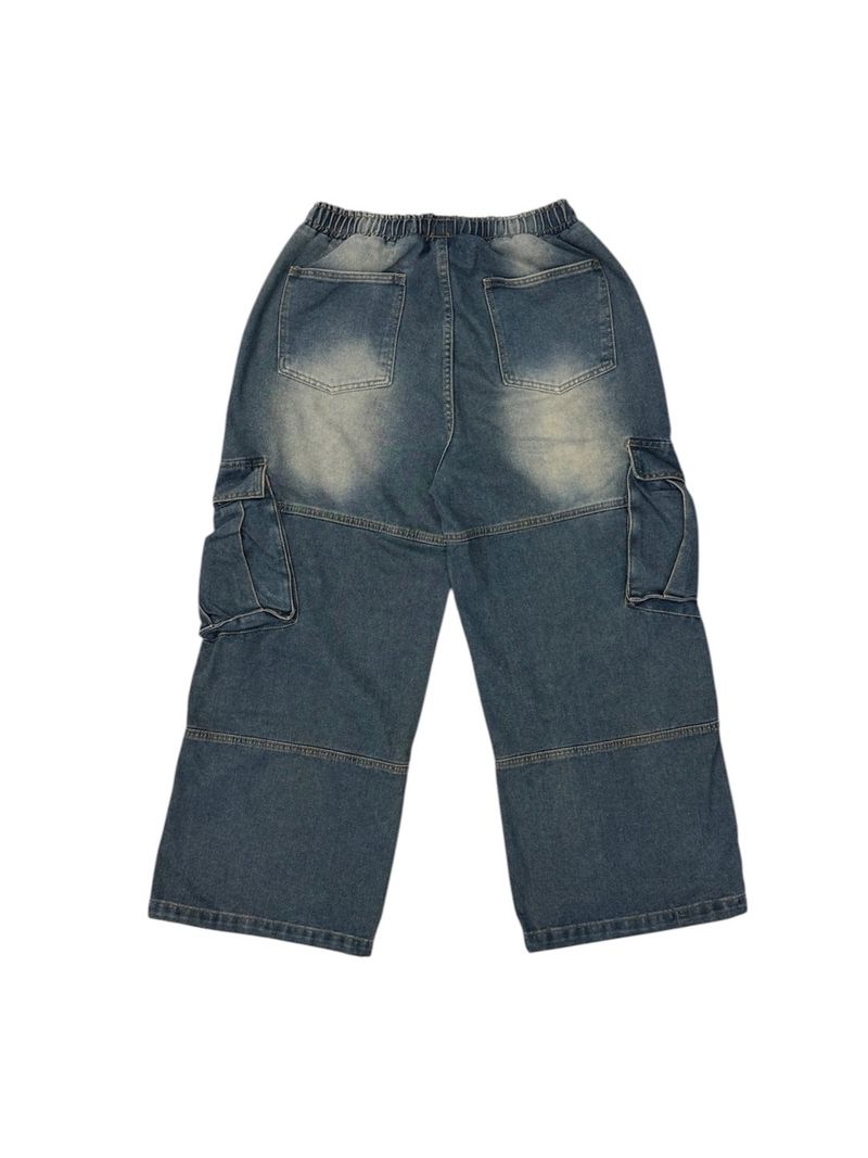 Rough Denim String Cargo Pants