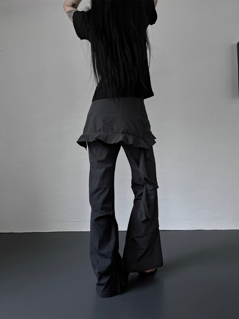 nylon skirt layered pants (2color)
