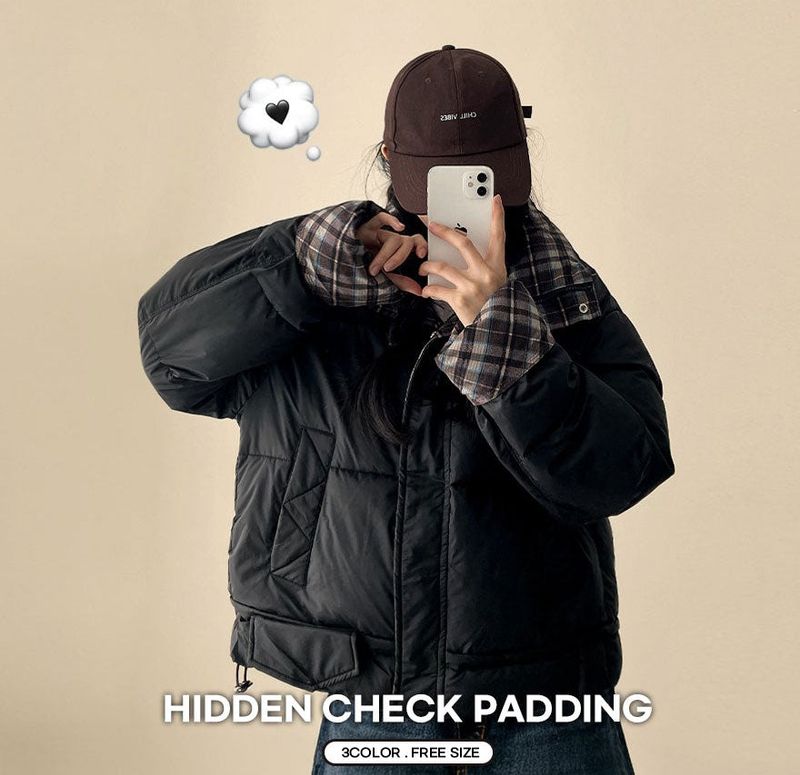 Pomi checkered lining padded jumper