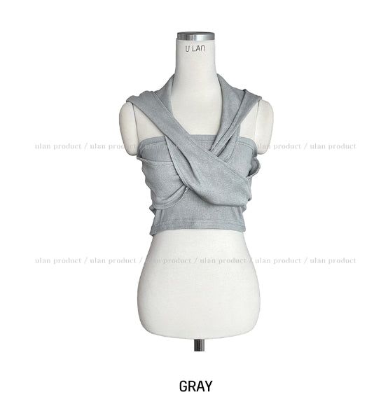Low Cross Top Hooded Sleeveless