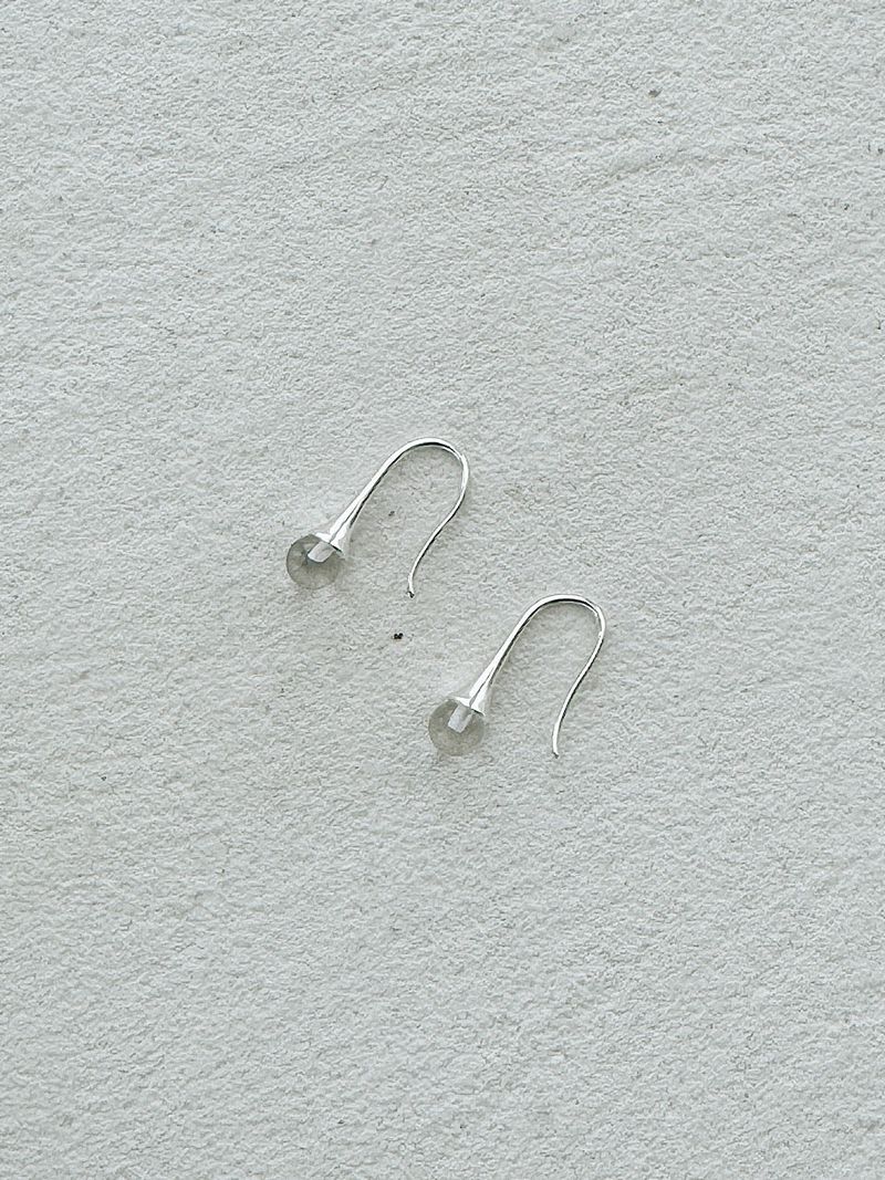 [Silver925] oar Gemstone Hook Earrings [Crystal]