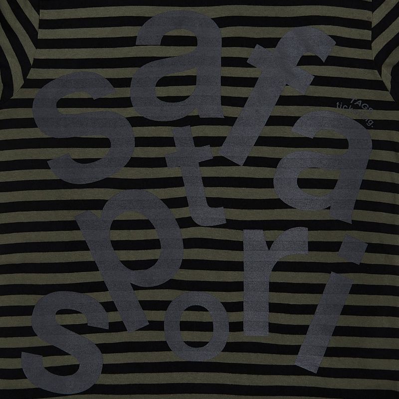 1/2 TICKETING STRIPE BORDER HOODIE (OLIVE)