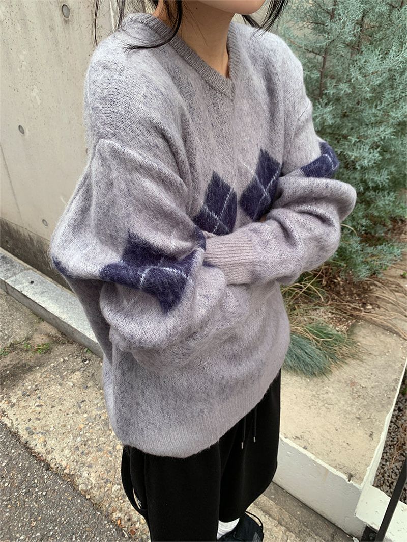 BRUSH ARGYLE KNIT (3C)