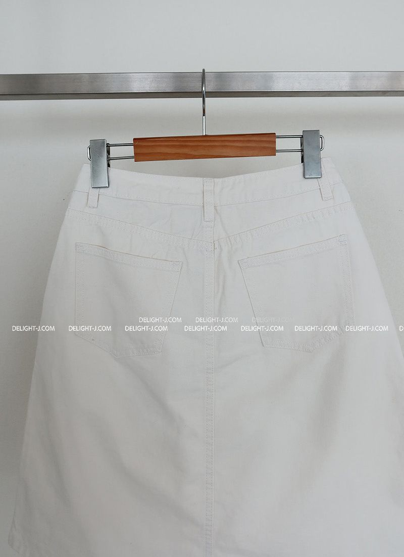 Basic pintuck cotton midi skirt