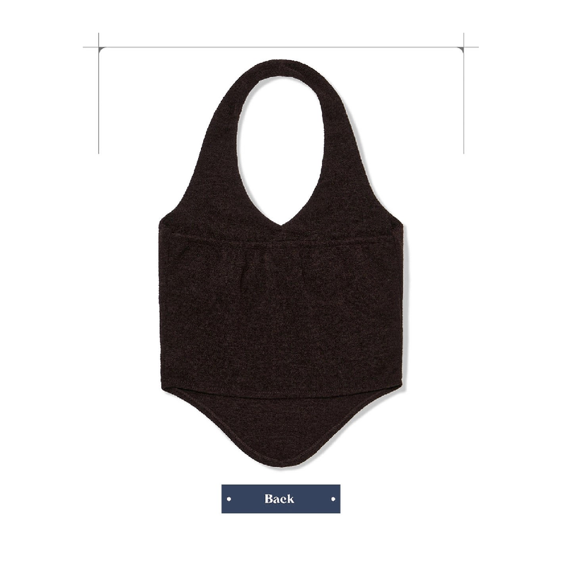 HALTERNEK KNIT VEST_BROWN