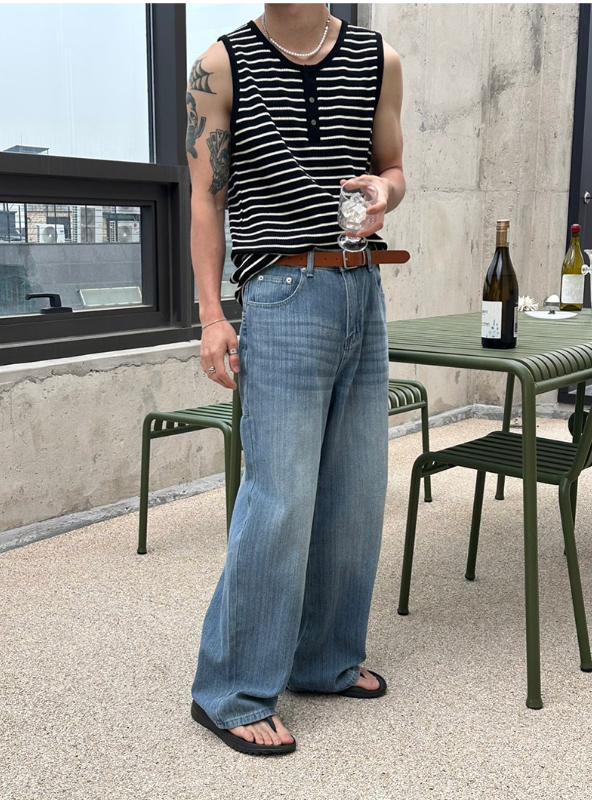 [S/S] Stripe henry neck sleeveless(3color)