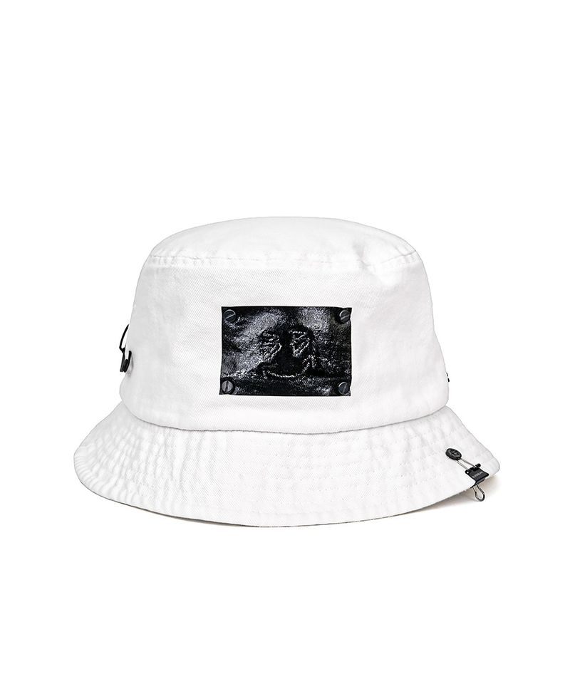 BBD Trapped Smile Denim Bucket Hat (White)