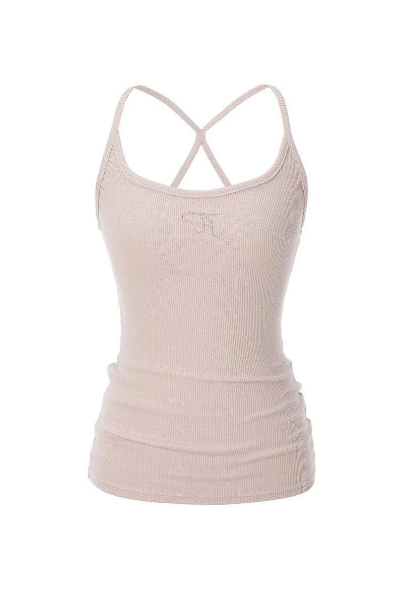 【即日発送】Jewel cross back tank top - pink 
