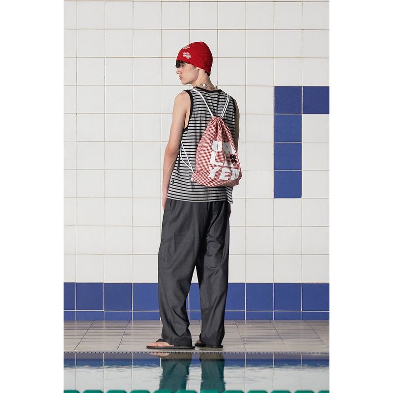 LOGO GINGHAM CHECK GYM SACK / RED