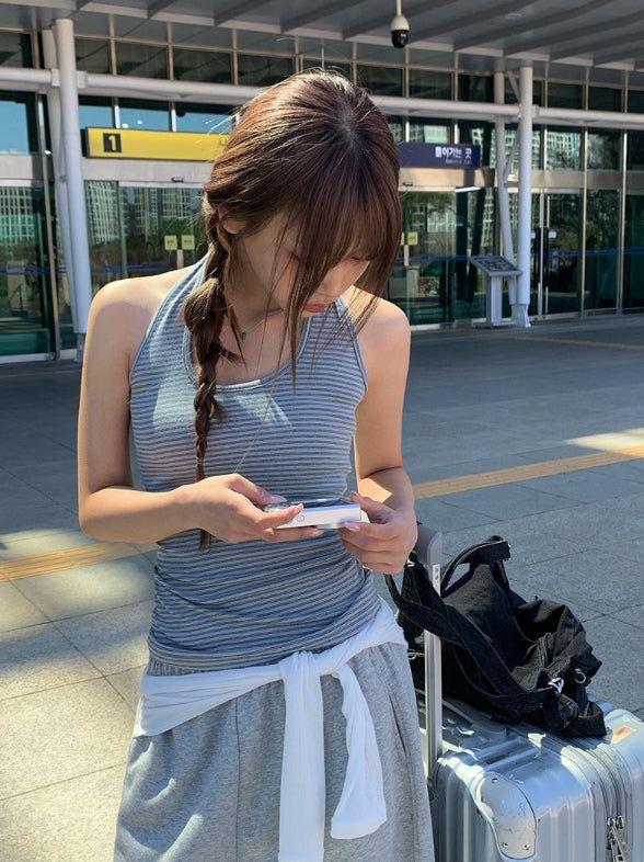 Choa Stripe Halter Sleeveless