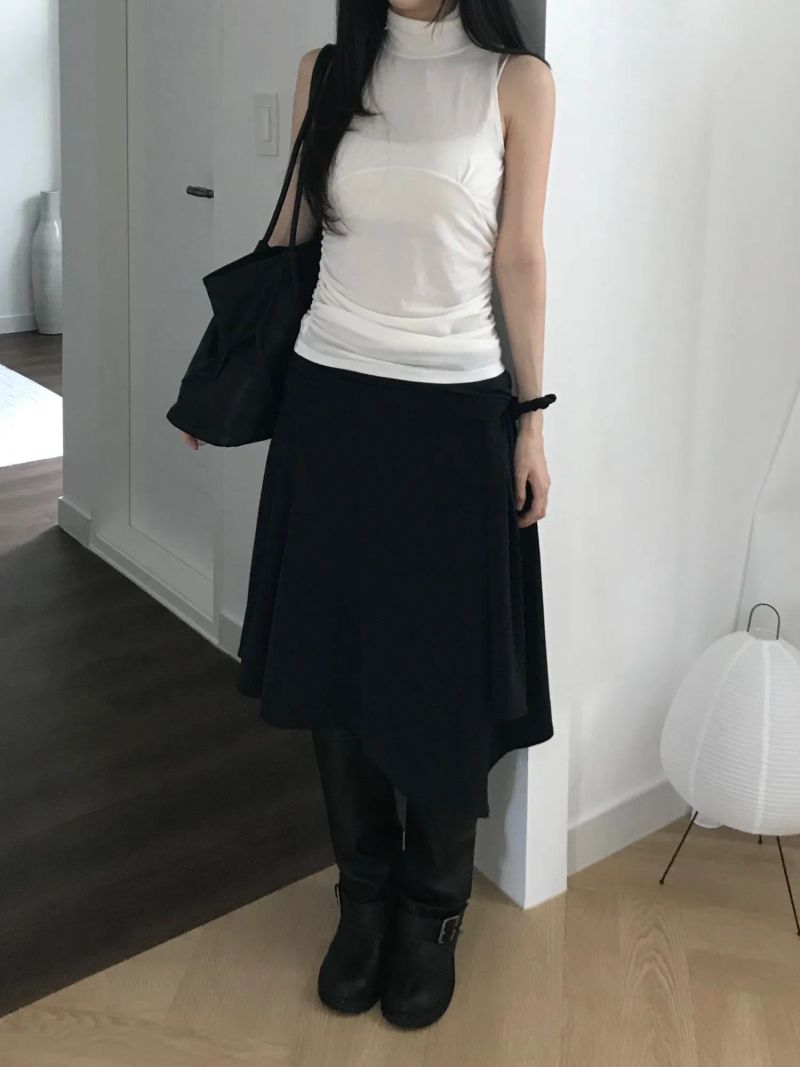 Turtleneck Shirring Sleeveless Top (3 colors)