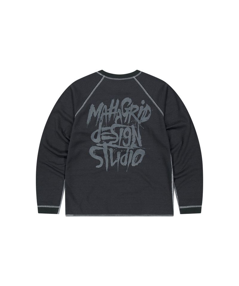SLASH LOGO WAFFLE LONG SLEEVE_CHARCOAL