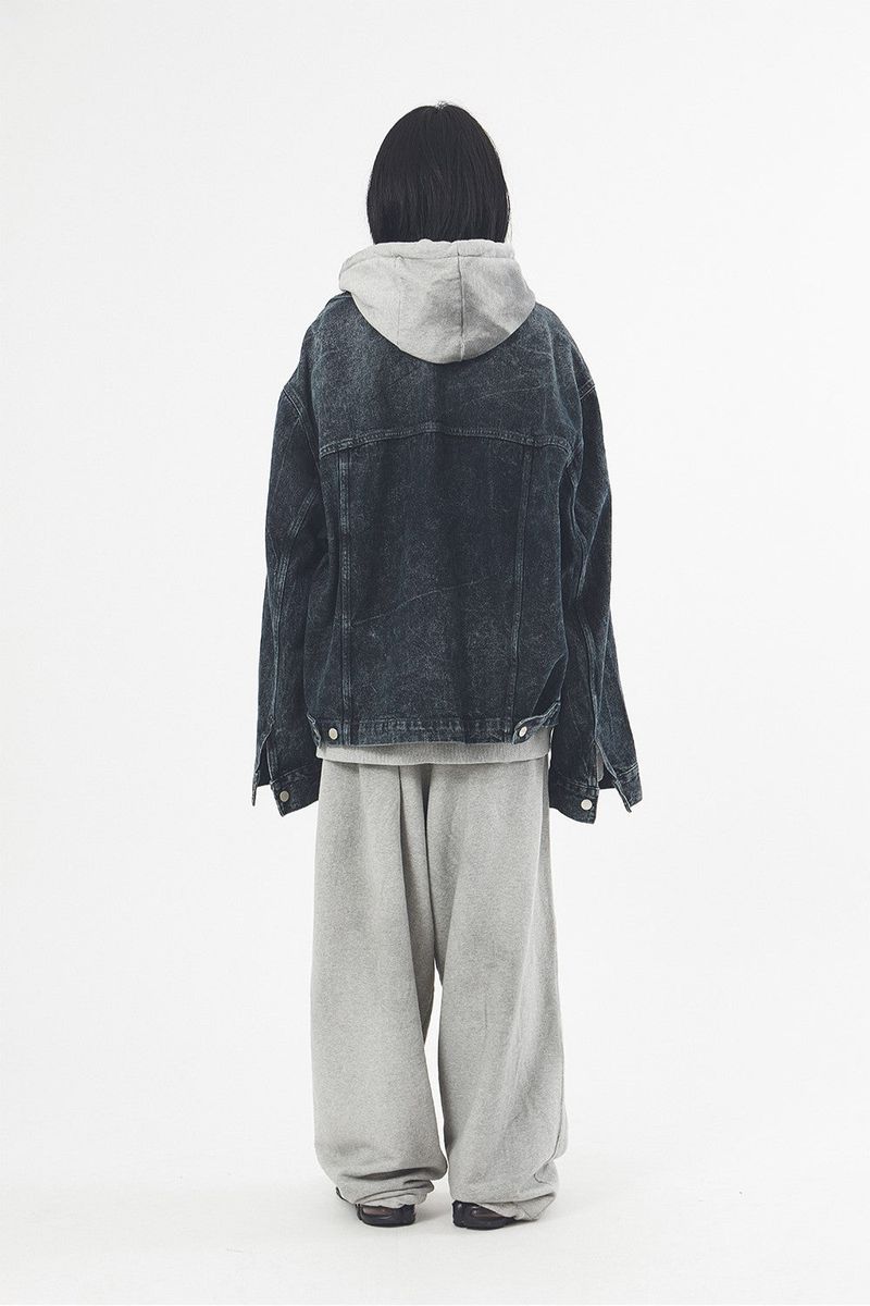 Crack washed over denim jacket