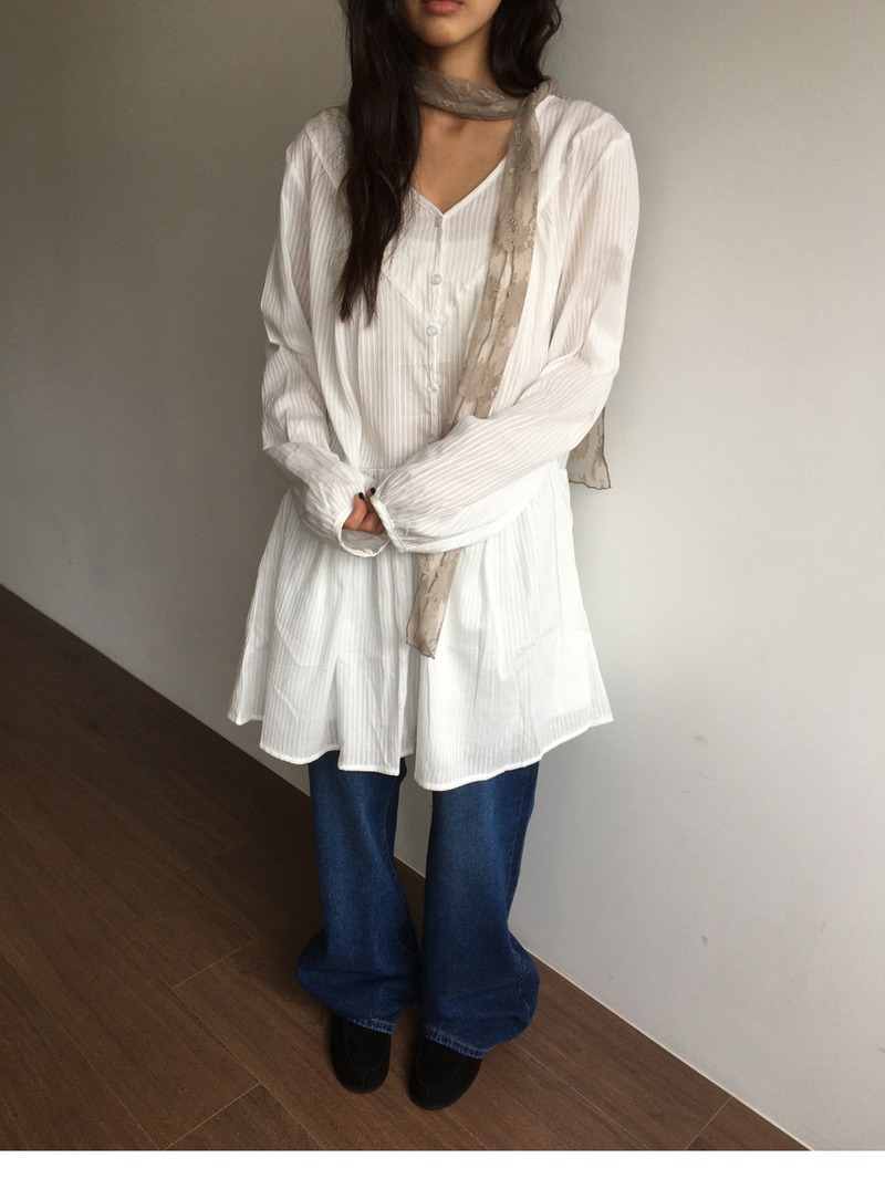 Raye V-neck Blouse Dress (2color)