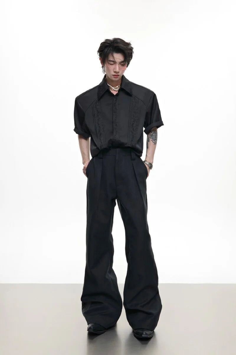 Embroidered Flare Dress Trousers