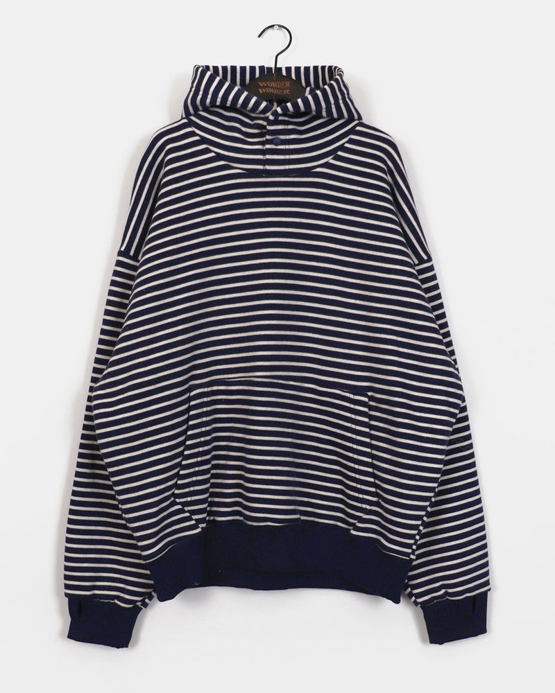 コユウボタンストライプウォーマーフード付きTシャツ