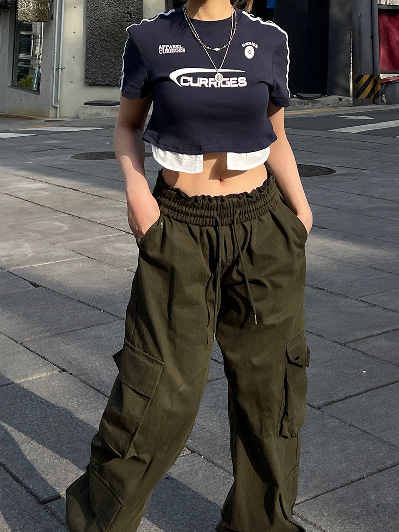 Y2k Sporty Racing Crop Tee