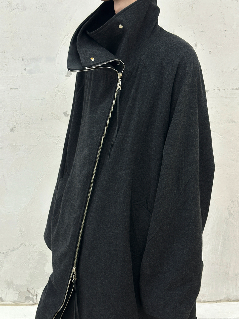 RELABEL Spatial Relations (Dark Space) Imported Australian Wool Double-Breasted Hidden-Button Four-Pocket Trench Coat