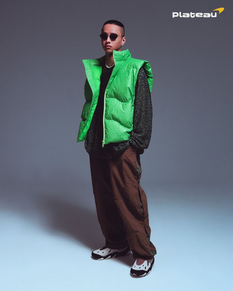side mesh tucked pants